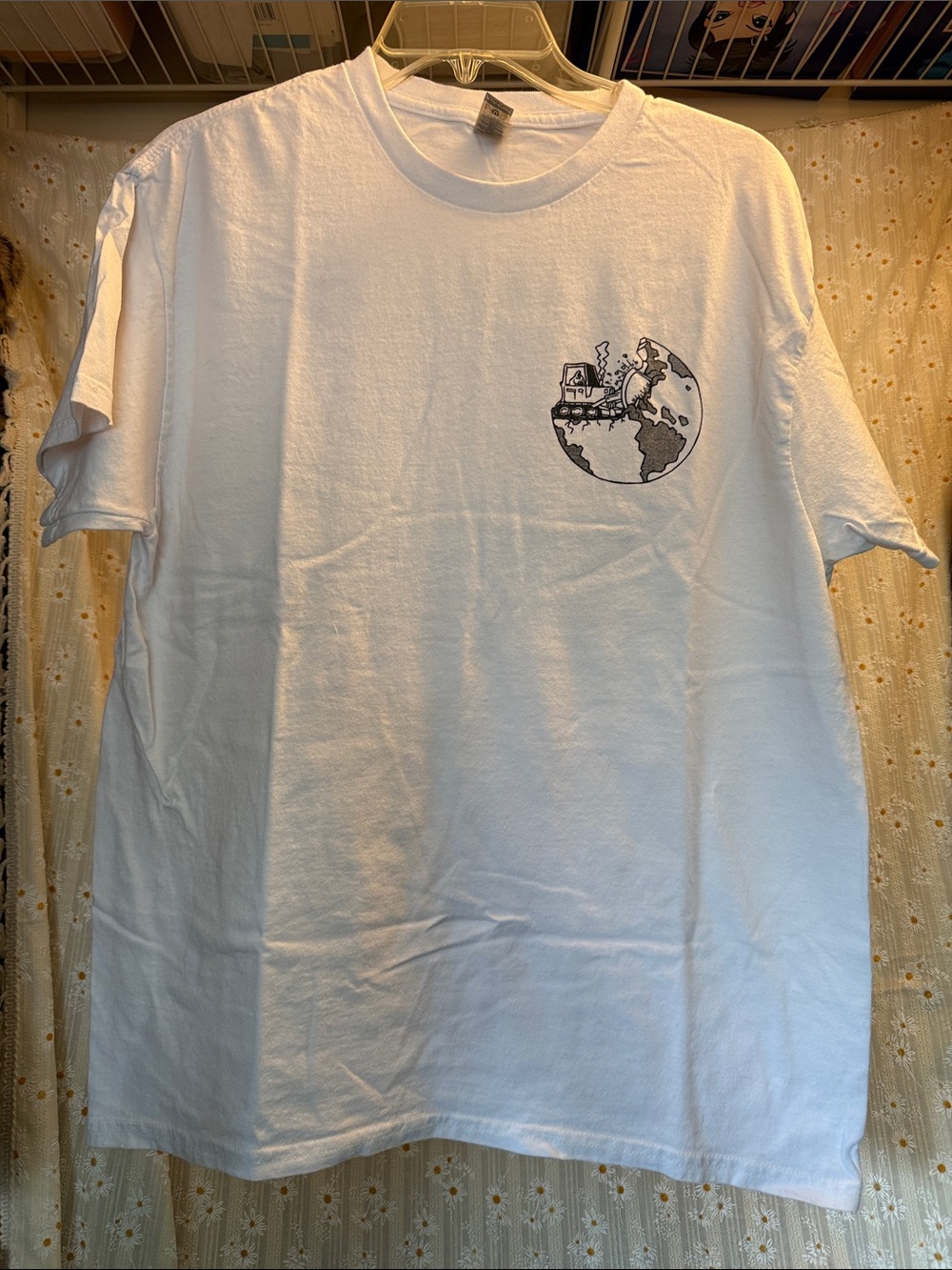 Gildan White Short-Sleeve Tee with Black Earth Graphic